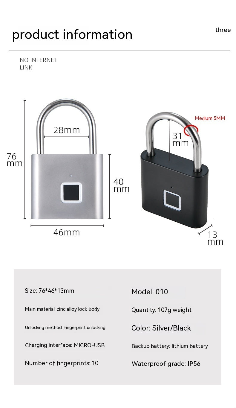 Smart Waterproof Household Lock Head Fingerprint Lock