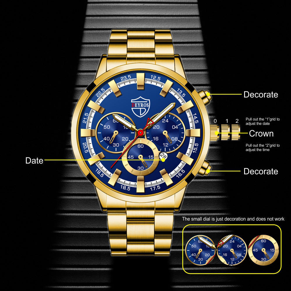 Men's Fashion Business Calendar Luminous Quartz Watch