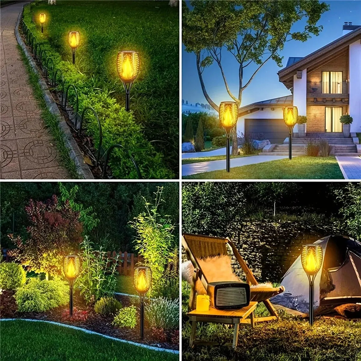 12 LED Solar Flame Torch Light Flickering Light Waterproof Garden Decoration Outdoor Lawn Path Yard Patio Floor Lamp